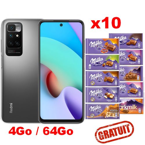 XIAOMI Redmi 10 - 4G - 6.5“ - (4Go, 64Go) - 50MP/8MP - Android - Gris| Fiche Technique et Prix au Maroc