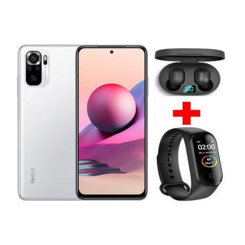 XIAOMI Redmi Note 10S - 6.43 “ (6Go,128Go) 64MP/8MP- Helio G95 - Blanc + Kit + Band| Fiche Technique et Prix au Maroc