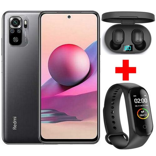 XIAOMI Redmi Note 10S - 6.43 “ (6Go,128Go) 64MP/8MP- Helio G95 - Gris + Kit + Band| Fiche Technique et Prix au Maroc