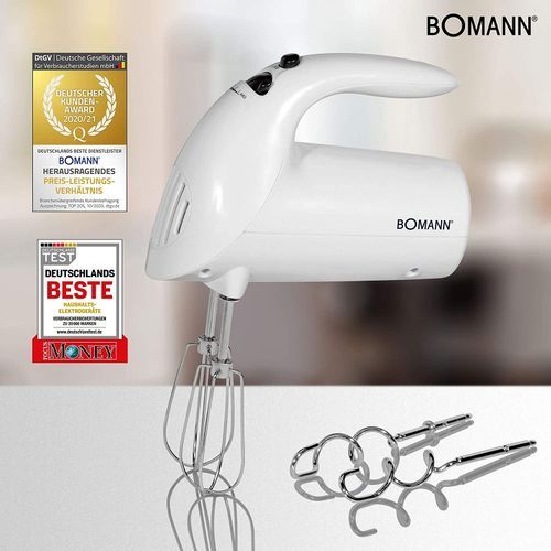 Bomann Batteur électrique à main 5 Vitesses très puissant-Accessoires en acier inoxydable| Fiche Technique et Prix au Maroc