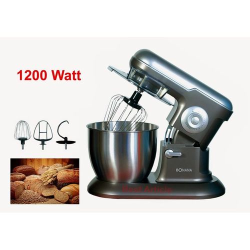 bonana Robot pétrin pâtissier multifonction 10 vitesses, 6.5L,1200W, Silver| Fiche Technique et Prix au Maroc