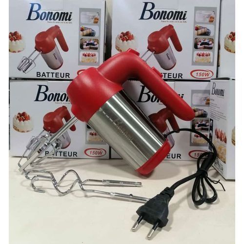 Bonomi Mélangeur batteur électrique manuel 150 W avec 4 fouets métalliques, batteur de cuisine| Fiche Technique et Prix au Maroc