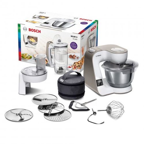 Bosch MUM5XW20 Kitchen machine robot multifonction Pétrin avec balance et minuteur intégrés+afficheur 3,9L ,1000w ,système d’agitation 3D ,7vitesses+turbo ,blanc| Fiche Technique et Prix au Maroc