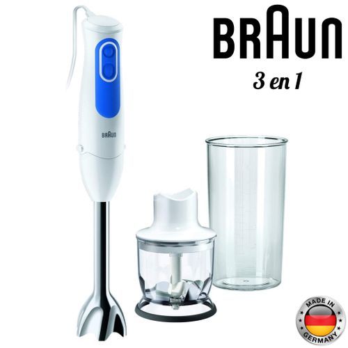 Braun Mixeur plongeant 3 en 1 avec verre d’oseur+Hachoir original allemagne 700 Watt| Fiche Technique et Prix au Maroc