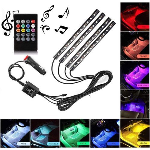 Éclairage intérieur de voiture 72 LED Multicolore 7 couleurs avec télécommande| Fiche Technique et Prix au Maroc