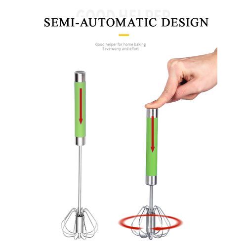batteur à œufs semi automatique 304 fouet à œufs en acier inoxydable mélangeur à main manuel auto-tournant agitateur à œufs accessoires de cuisine outils à œufs| Fiche Technique et Prix au Maroc