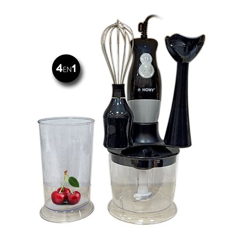 Homy MAXI Robot Mixeur Plongeant 4En1 INOX Powered M-Vitesses 700+500ml Noir Pas Cher| Fiche Technique et Prix au Maroc