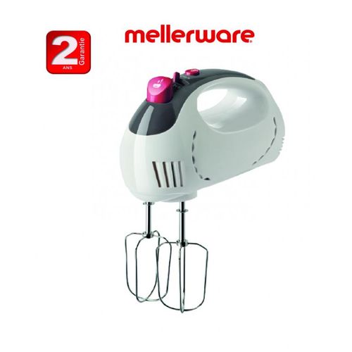 Mellerware Batteur Mixeur Mélangeur MHM-301 5 Vitesses et 2 Fouets Métalliques et Crochets à Pâte, Œufs, Divers Confitures, Crème-2ans de garantie| Fiche Technique et Prix au Maroc