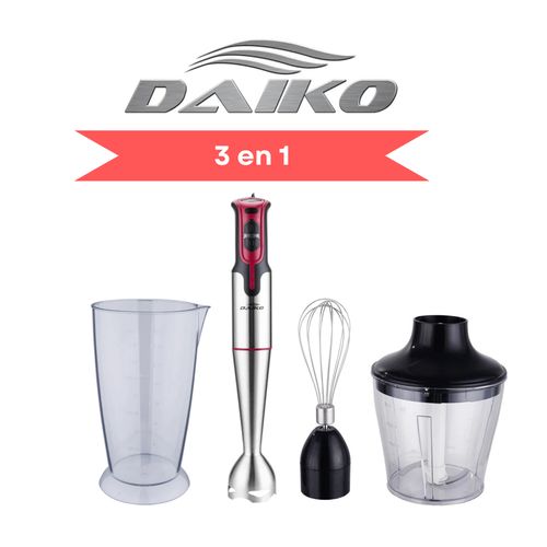 Daiko Mixeur plongeant - Bol 0.8 L - 3 en 1 -  accessoires émulsifiant et hachoir| Fiche Technique et Prix au Maroc