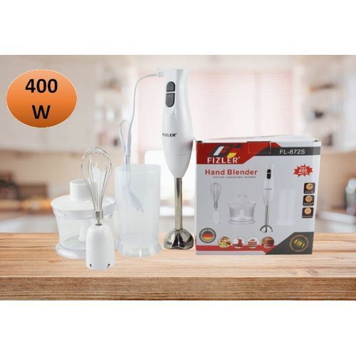 FIZLER Mixeur plongeant inox 400W  4 en 1 - hand blender - FL-872S| Fiche Technique et Prix au Maroc