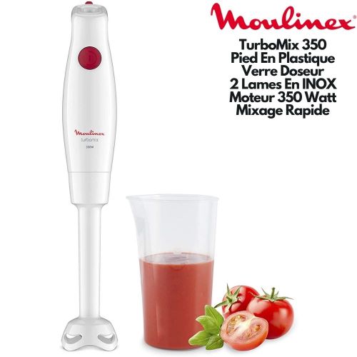 Moulinex Mixeur Plongeant TurboMix 350 Watt Pied En Plastique Avec Bol Mesureur Moteur Très Performant| Fiche Technique et Prix au Maroc
