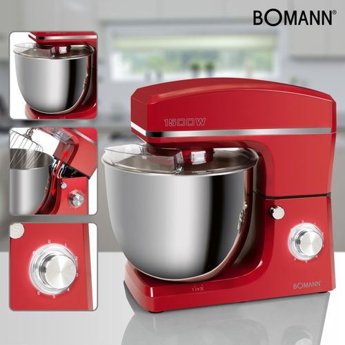 Bomann Robot cuisine-patissier petrin multifonction puissant 1500watt en rouge| Fiche Technique et Prix au Maroc