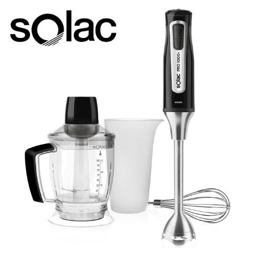 Solac PRO 1000 Plus Mixeur plongeant 3 en 1 en inox Bol 600ml  hachoir 1 Litre et batteur| Fiche Technique et Prix au Maroc