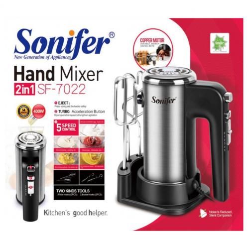 Sonifer Mélangeur à main de cuisson portable 2 en 1 Sonifer 5 vitesses Mélangeur de cuisson multifonction SF-7022/300W| Fiche Technique et Prix au Maroc