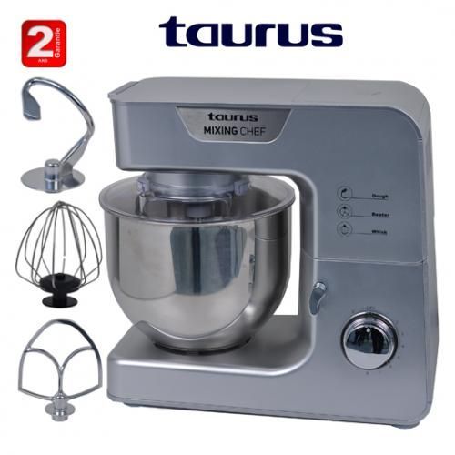Taurus Robot pétrin multifonctions Mixing chef  Pratique,Pétrisseur Professionnel Stable Rapide avec 6 Vitesses et Bol 5.5L Solide 1200W avec Batteur Crochet Fouet-2ans de garantie| Fiche Technique et Prix au Maroc