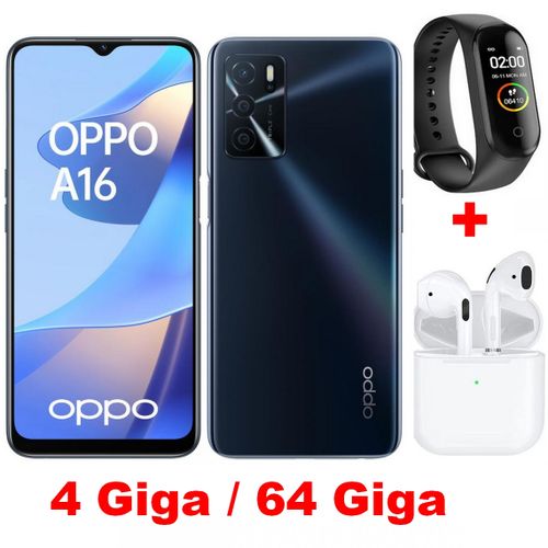 Oppo A16 (4Go+64Go) 5000mAh 13MP AI Triple Caméra- HD+ (+ Kit + Smart Band)+ Black| Fiche Technique et Prix au Maroc