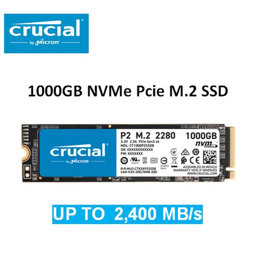 Crucial P2 M.2 PCIe NVMe 1000 Gb Disque SSD - High Speed 2400Mbp/s| Fiche Technique et Prix au Maroc