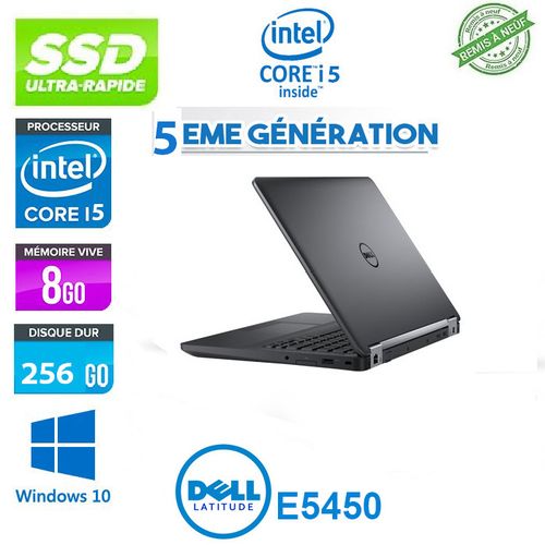 DELL PC Portabl DELL Latitude E5450-i5-8G-256 Go-SSD-GRATUIT-REMISE A NEUF| Fiche Technique et Prix au Maroc