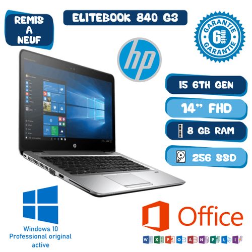 Hp EliteBook 840 G3 i5-6200U, 8Go DDR4, 256Go SSD,14“  Remis a Neuf| Fiche Technique et Prix au Maroc
