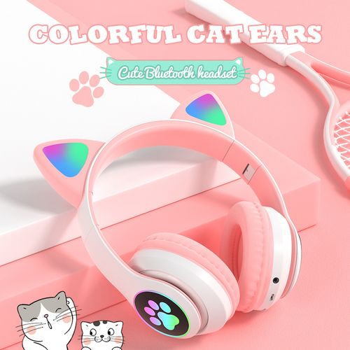 Bluetooth Casque Brillant Mignon Chat & Oreille Patte Sans Fil RGB Lumière| Fiche Technique et Prix au Maroc
