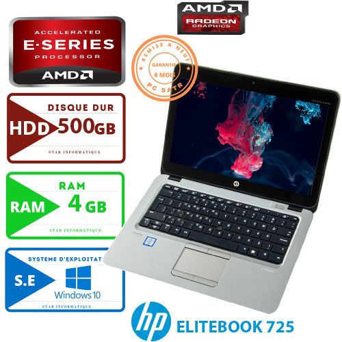 Hp EliteBook 725 G3-Laptop-AMD Pro A 8 Quad-Core-4GB RAM-500GB- Remise à neuf| Fiche Technique et Prix au Maroc