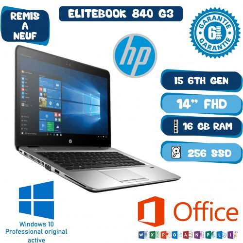 Hp ELITEBOOK 840 G3 I5-6200U 16 Go DDR4 256 Go SSD Intel Remis à Neuf| Fiche Technique et Prix au Maroc
