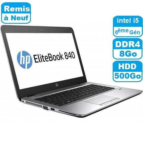 Hp EliteBook 840 G3 i5-6200U  2.30GHz 14“, 8Go DDR4 500Go HDD  Remis a Neuf| Fiche Technique et Prix au Maroc