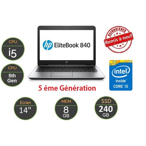 Hp Pc portable EliteBook 840 G2 Core i5--8Go RAM-240Go SSD-Remis à Neuf| Fiche Technique et Prix au Maroc