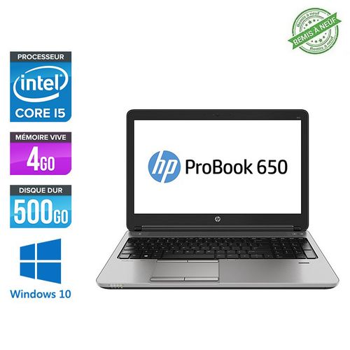 Hp PC PORTABLE  ProBook 650-G1-4ème Génération- 15.6“- Core i5 4200M - 4 GB RAM- 500 GB- Remis à neuf| Fiche Technique et Prix au Maroc
