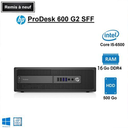 Hp ProDesk 600 G2 SFF Intel Core i5-6500 16Go DDR4 500Go HDD (Remis à Neuf )| Fiche Technique et Prix au Maroc