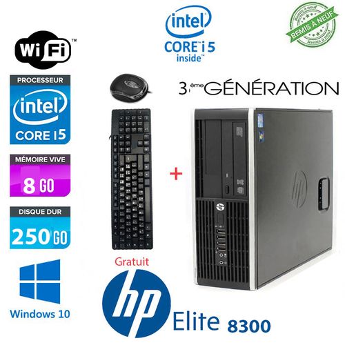 Hp unité centrale 8300 Pro-i5 8Go-250Go-WIFI - clavier+ souris gratuit Remis à neuf| Fiche Technique et Prix au Maroc