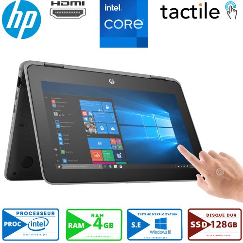 Hp x360 310 G2 Tactile- Intel Pentium N3700 -4 Go-128 SSD -REMISE A NEUF| Fiche Technique et Prix au Maroc
