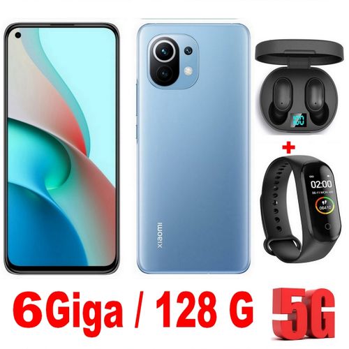 XIAOMI Mi 11 Lite 6.55“  5G  (6Go, 128Go) 64MP+8MP+5MP/16MP - Bleu + Kit +Band| Fiche Technique et Prix au Maroc