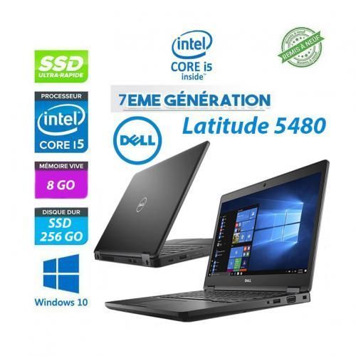 DELL Ordinateur Portable Latitude 5480 Core i5-7200U 14’’ 8GB 256GB Remis a neuf| Fiche Technique et Prix au Maroc