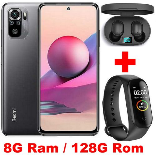 XIAOMI Redmi Note 10S - 6.43 “ (8Go,128Go) 64MP/8MP- Helio G95 - Gris + Kit + Ban| Fiche Technique et Prix au Maroc