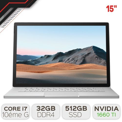 Surface Book 3 I7 10éme /  32Go DDR4 / 512Go SSD / GTX 1660 TI 6Go| Fiche Technique et Prix au Maroc