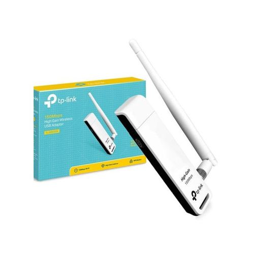 TPLink TL-WN722N - Clé wifi USB - 150 Mbps - WPS Bouton - Gain Elevé - 4dBi - Blanc| Fiche Technique et Prix au Maroc