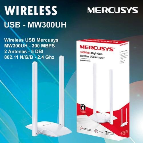 Mercusys USB Adaptateur sans fil à gain élevé 300 Mbps MW300UH WIFI 2 ANTENAS * 5 Dbi| Fiche Technique et Prix au Maroc