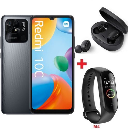 XIAOMI Redmi 10C (4GB -128GB) Snapdragon 680 - 5000 mAh-50 MP - Gris - Band + Écouteur| Fiche Technique et Prix au Maroc
