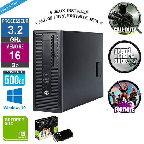 Hp PC GAMER EliteDesk 600 G1 i5 4éme Génération 16GB RAM NVIDIA GT 710 2GB -3 Jeux Installé FORTNE, GTA 5, Call of Duty - Remis à Neuf -| Fiche Technique et Prix au Maroc