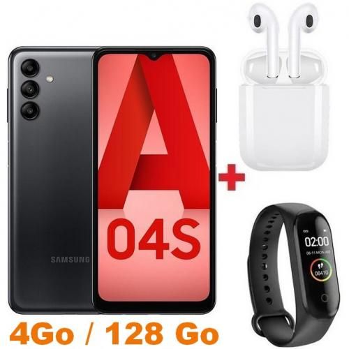 Samsung Galaxy A04S - 4G - 6.5’’- 4Go / 128Go - 50MP - 5000mAh - Noir + Écouteur + Watch| Fiche Technique et Prix au Maroc