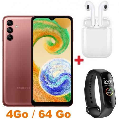 Samsung Galaxy A04S - 4G - 6.5’’- 4Go / 64Go - 50MP - 5000mAh - Rose + Écouteur + Watch| Fiche Technique et Prix au Maroc