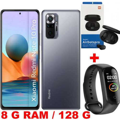 XIAOMI Redmi Note 10  Pro - 6.67“ (8Go, 128Go)108MP/8MP-Dual Sim - Gris + Kit + Band| Fiche Technique et Prix au Maroc