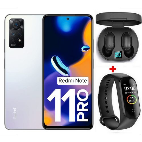 XIAOMI Redmi Note 11 Pro  - AMOLED de 6,67’’(6Go, 128Go) G96 -108MP- Blanc+Kit+ Band| Fiche Technique et Prix au Maroc