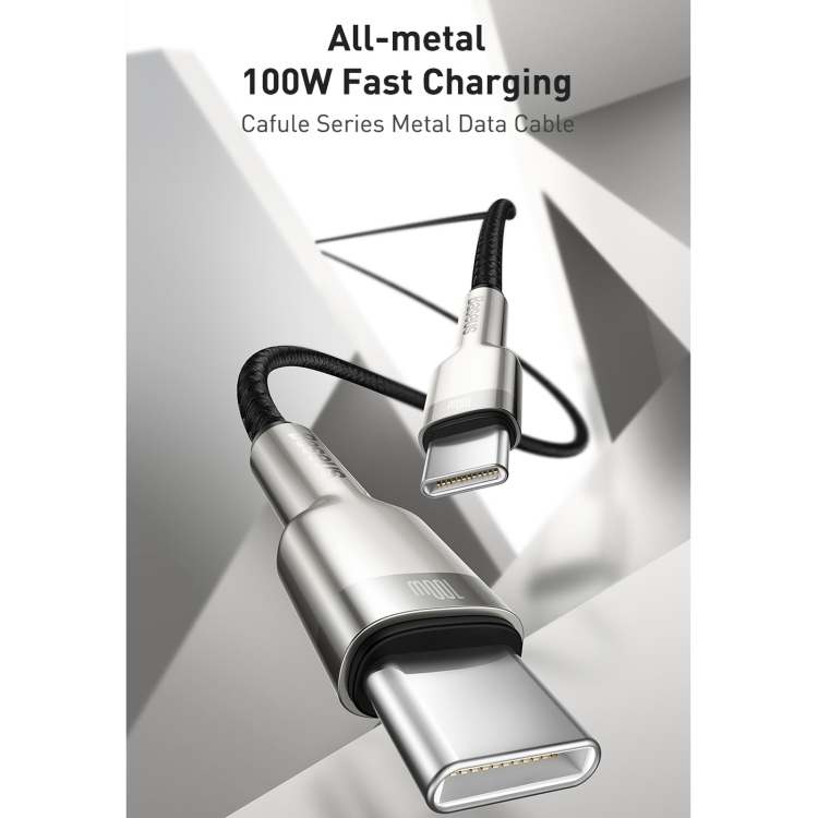 Baseus CATJK-D01 Cafule Series 100W Type-C / USB-C vers Type-C / USB-C Câble de données de charge métallique, longueur: 2 m (noir) - B1