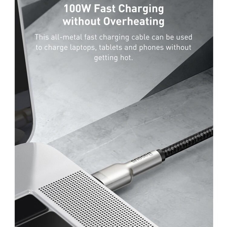 Baseus CATJK-D01 Cafule Series 100W Type-C / USB-C vers Type-C / USB-C Câble de données de charge métallique, longueur: 2 m (noir) - B6