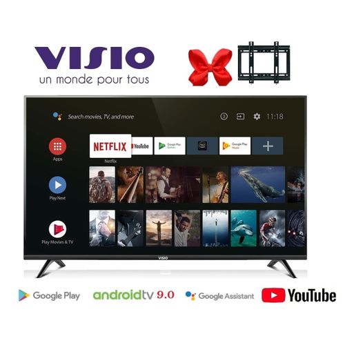 Visio TV 43" VISIO Smart Android Original 9 - FHD - Télécommande Vocale - Bluetooth + Support Mural
 Fiche Technique et Prix au Maroc