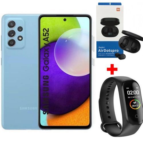 Samsung Galaxy A52 - 6.5'' - (8GB - 128GB)  -64MP+12MP+5MP+5MP/32MP+Kit + Band-Bleu
 Fiche Technique et Prix au Maroc