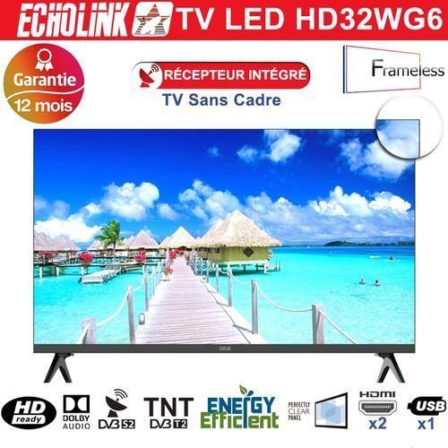 Echolink 32" TV LED -Sans cadre -Récepteur satellite intégré & TNT -Garantie 1an
 Fiche Technique et Prix au Maroc
