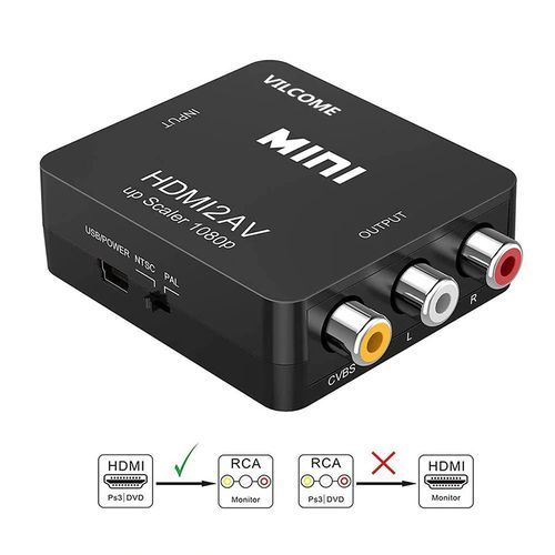 Mini HDMI to AV 1080P  Audio Video CVBS HD TV VCR VHS DVD Adapter Converter
 Fiche Technique et Prix au Maroc